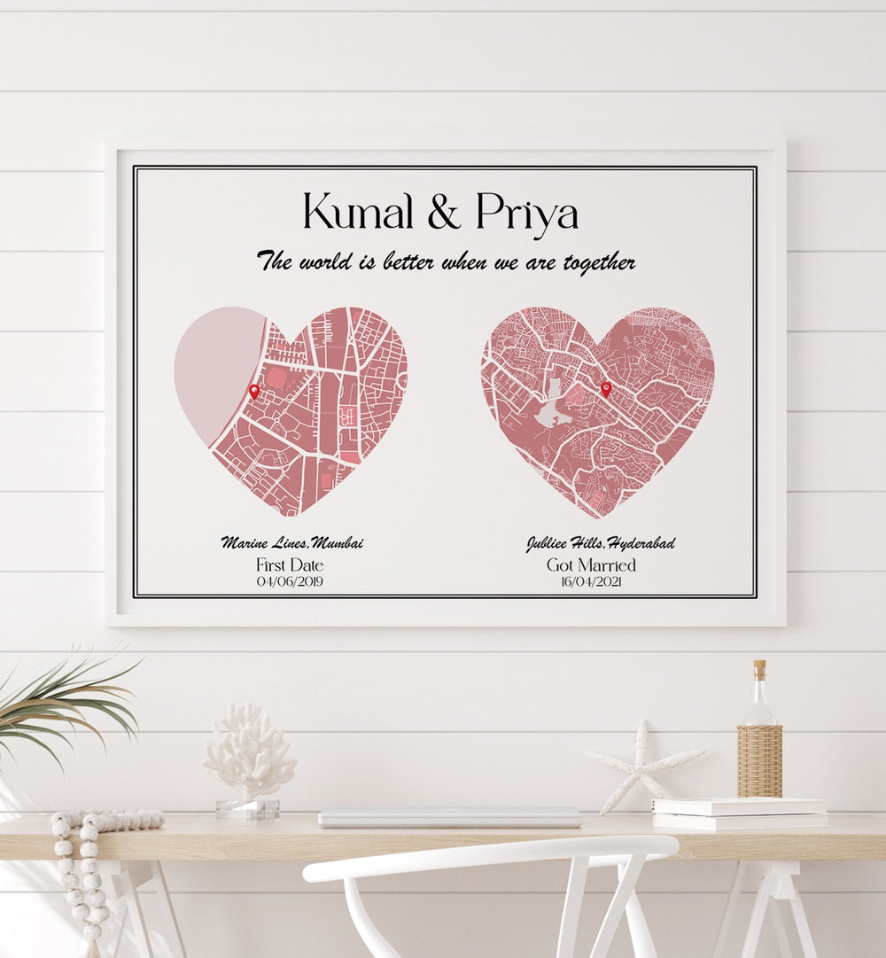 painting - DUAL HEART CITY MAP by Asianmonk