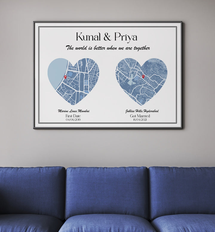 painting - DUAL HEART CITY MAP by Asianmonk