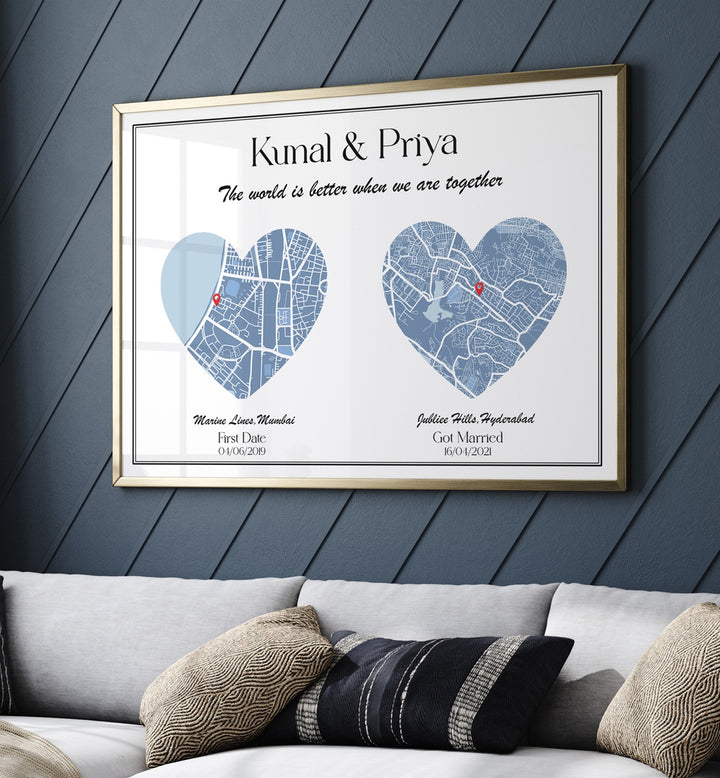 painting - DUAL HEART CITY MAP by Asianmonk