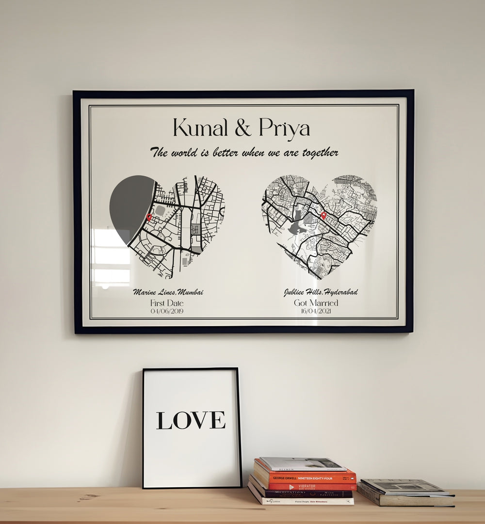 painting - DUAL HEART CITY MAP by Asianmonk