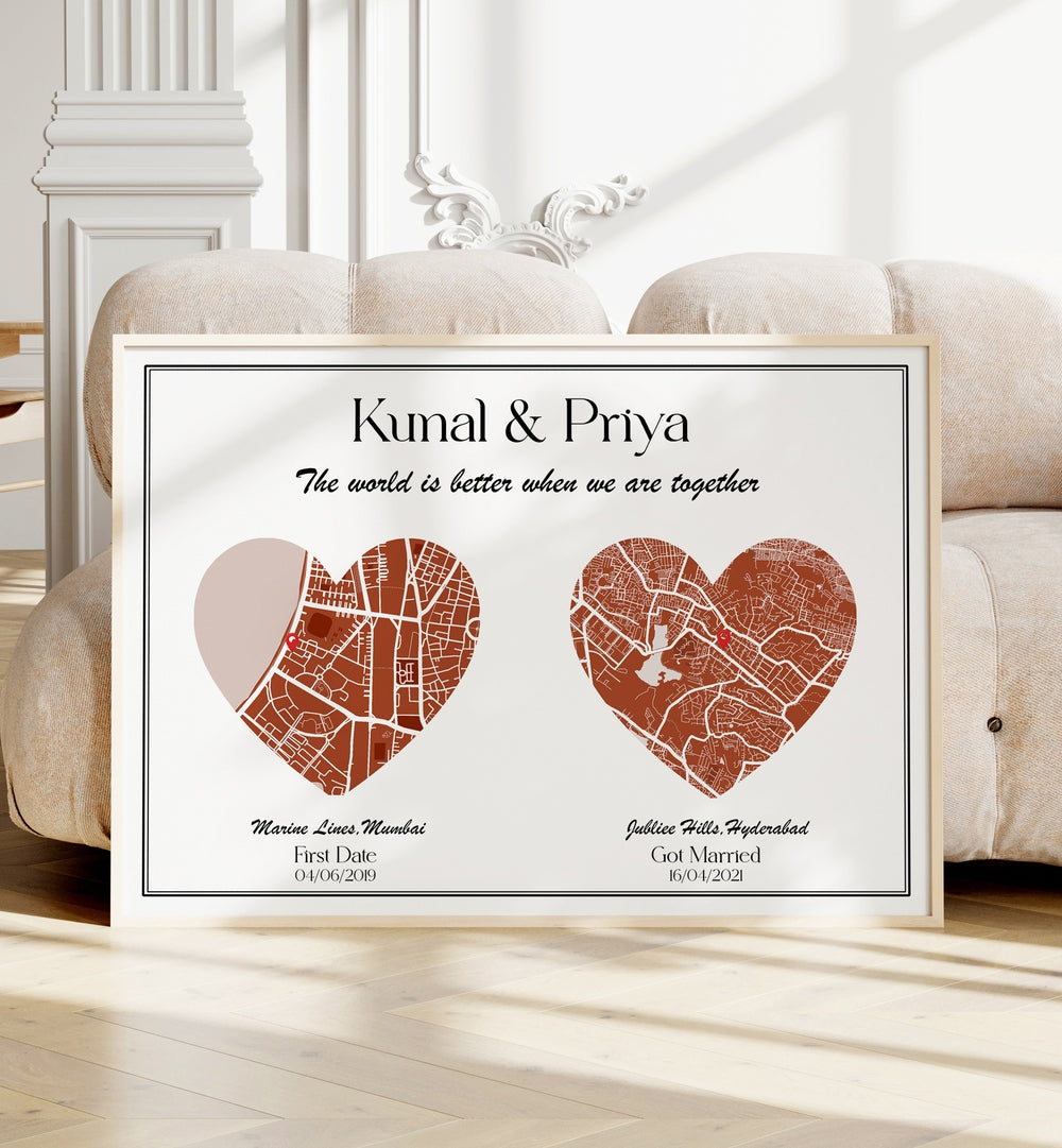 painting - DUAL HEART CITY MAP by Asianmonk