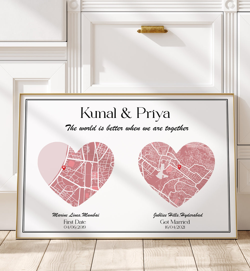 painting - DUAL HEART CITY MAP by Asianmonk