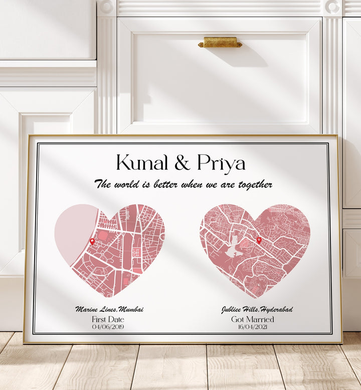 painting - DUAL HEART CITY MAP by Asianmonk