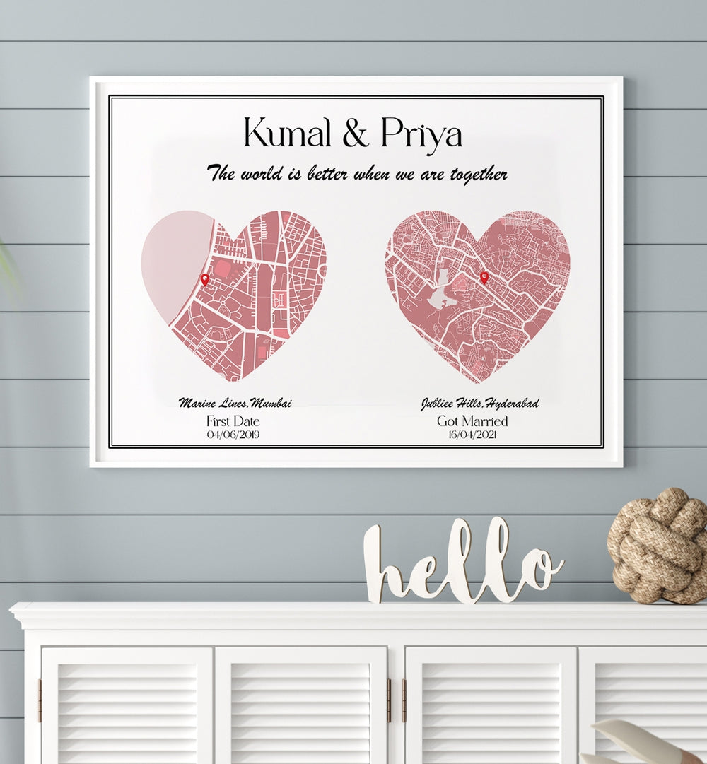 painting - DUAL HEART CITY MAP by Asianmonk