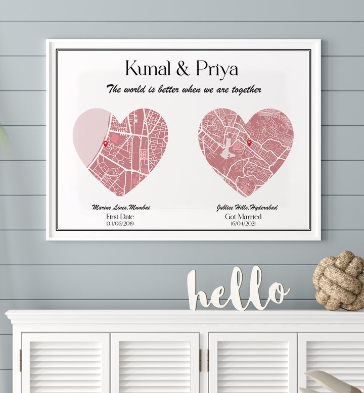 painting - DUAL HEART CITY MAP by Asianmonk