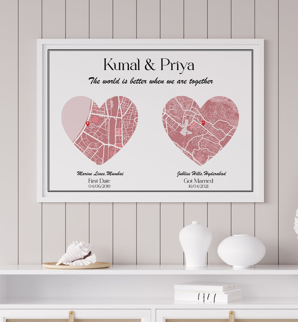 painting - DUAL HEART CITY MAP by Asianmonk