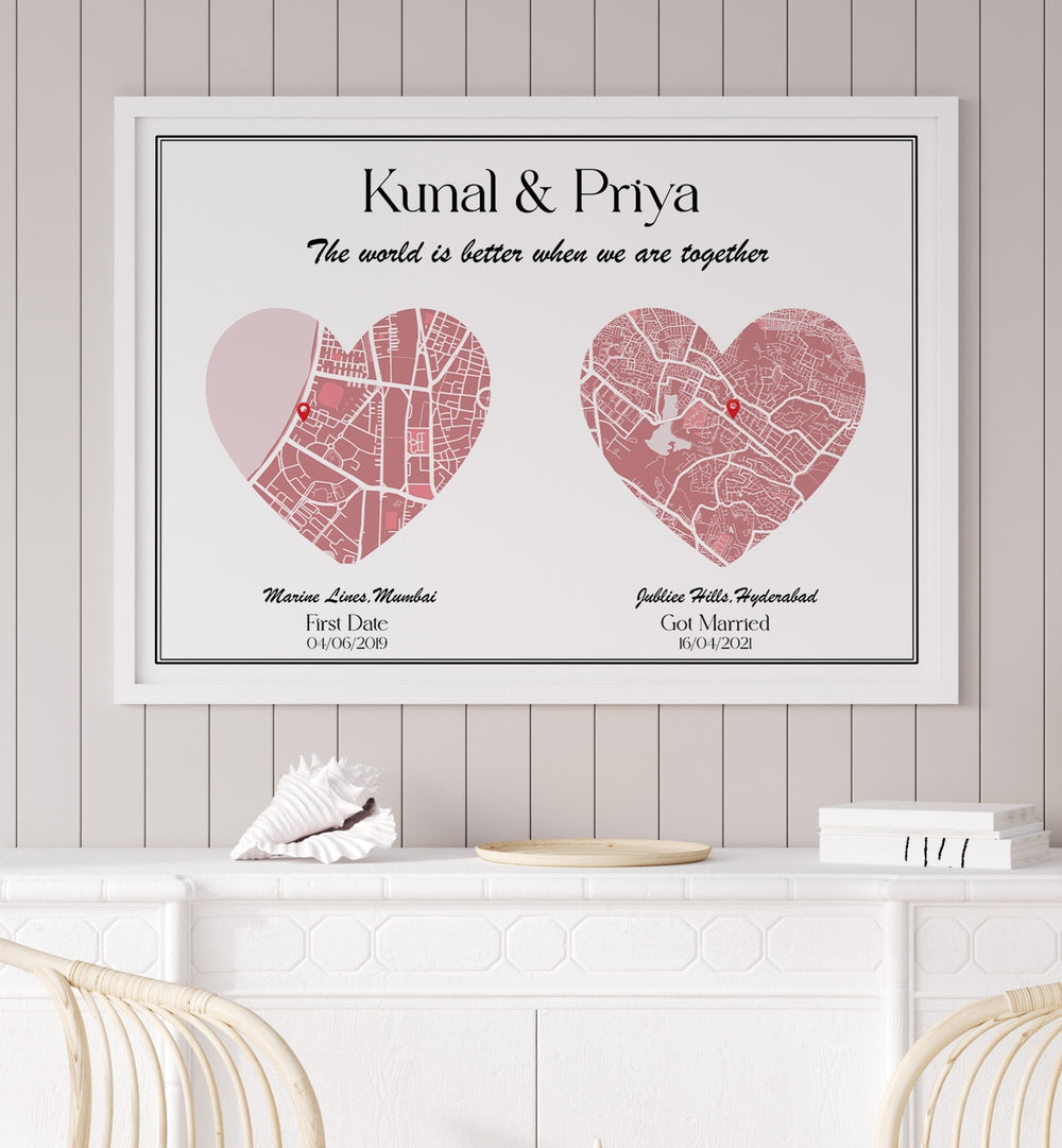 painting - DUAL HEART CITY MAP by Asianmonk