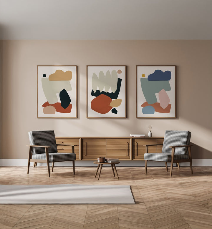 Transform your space with the EARTH COLLAGE SET, SET OF 3 PAINTINGS, blending nature's beauty and style effortlessly.