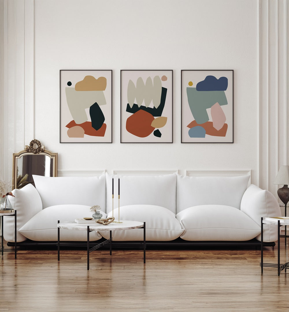 Transform your space with the EARTH COLLAGE SET, SET OF 3 PAINTINGS, showcasing vibrant nature-inspired designs.