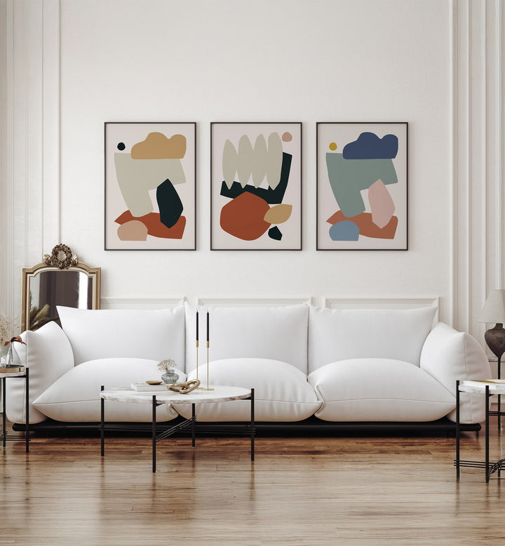 Transform your space with the EARTH COLLAGE SET, SET OF 3 PAINTINGS, showcasing vibrant nature-inspired designs.