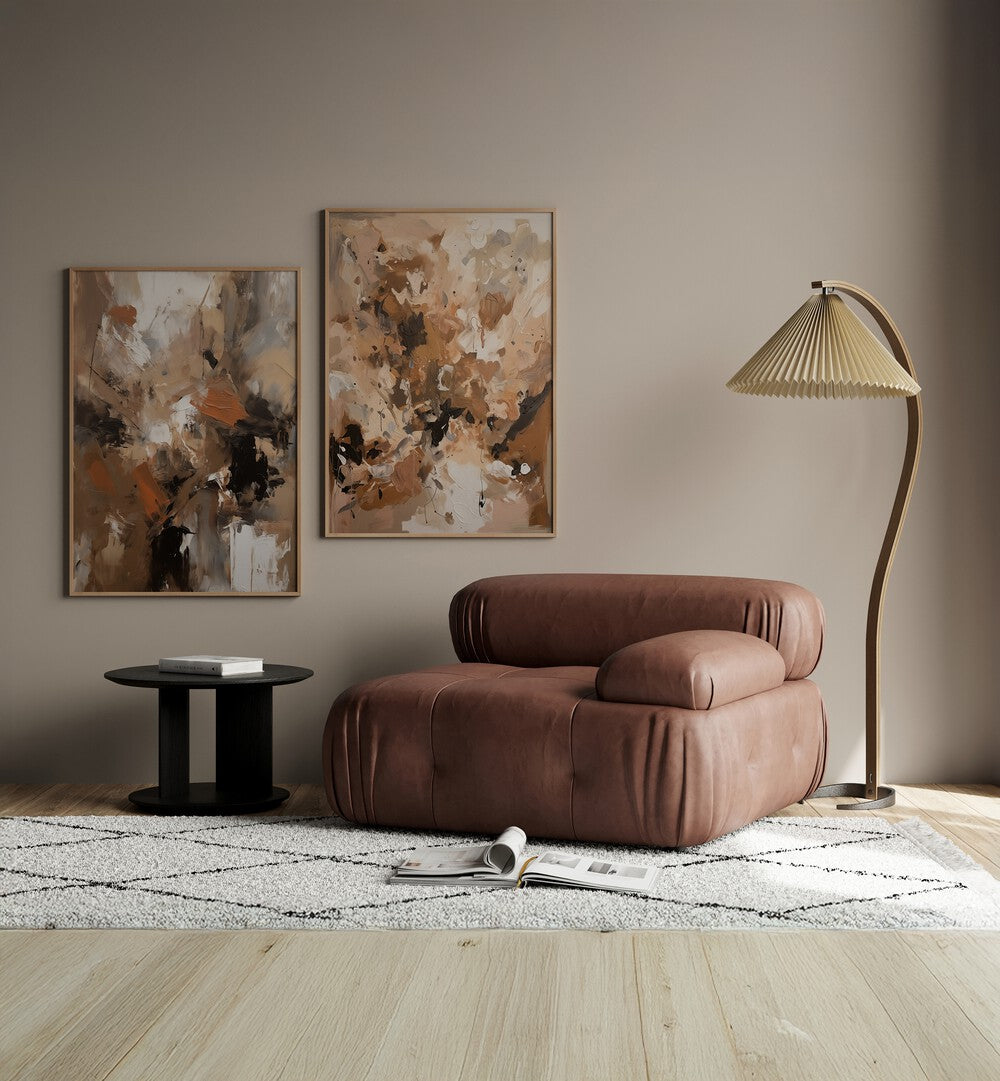 Transform your space with the EARTHEN WHISPERS SET, SET OF 2 PAINTINGS, celebrating nature’s beauty and warmth.