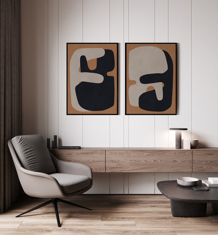 Transform your space with the EARTH & SHADOW SET, featuring two elegant paintings inspired by nature's beauty.