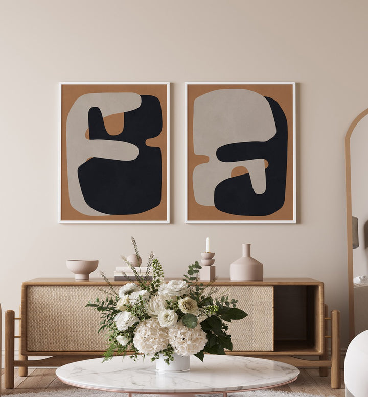 Elevate your decor with the EARTH & SHADOW SET, a stunning duo of nature-inspired paintings.