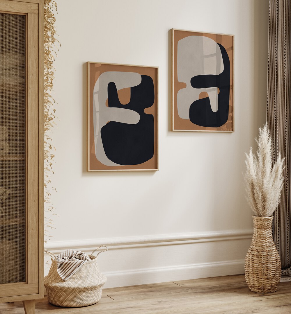 Elevate your decor with the EARTH & SHADOW SET, featuring two stunning paintings that reflect nature's beauty.