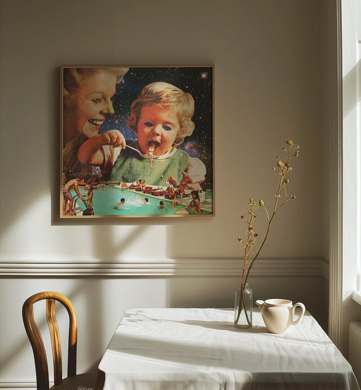 Surreal art print "EAT UP" by Vertigo Artography adds whimsical elegance to your space with vibrant colors and imagery.