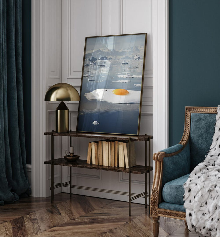 EGG-BERG, SURREAL ART PRINTS showcase an Arctic egg sunny side up, adding surreal charm to any space.