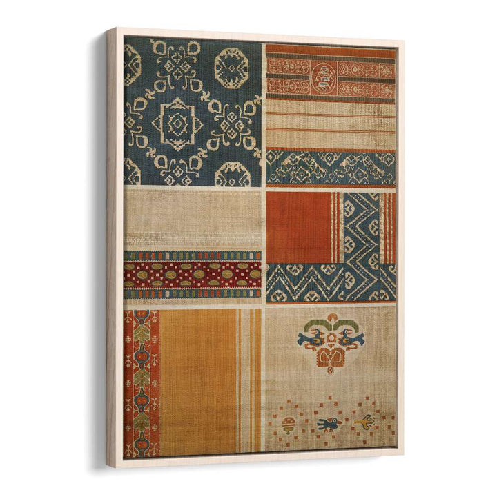 Vibrant EGYPTIAN PATTERN, EGYPTIAN ART PAINTINGS in a unique oak wood floater frame, perfect for modern decor.