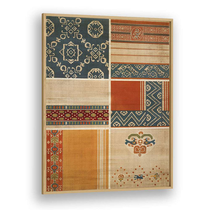 Colorful EGYPTIAN PATTERN EGYPTIAN ART PAINTINGS in a sleek oak frame, perfect for enhancing your home decor.