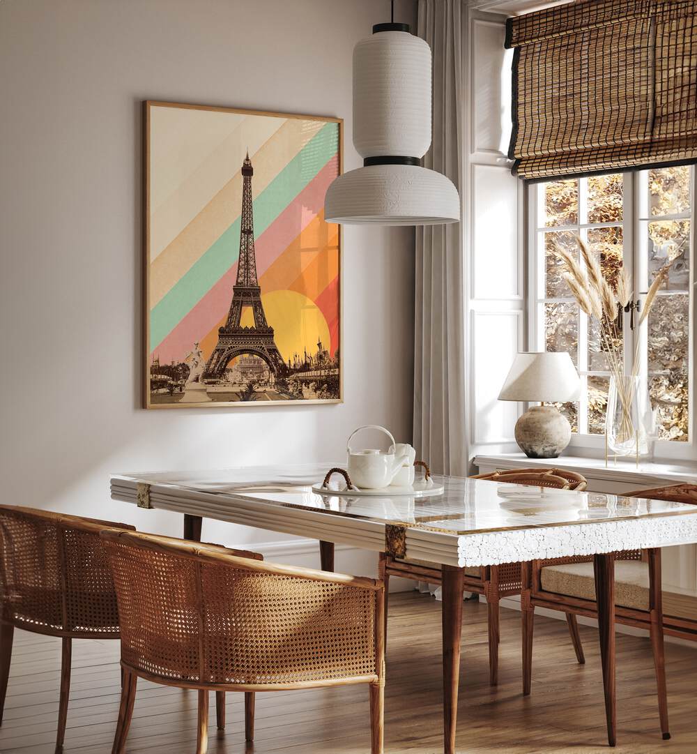 Vibrant EIFFEL TOWER RAINBOW travel posters by Florent Bodart, showcasing Parisian charm in colorful artistry.