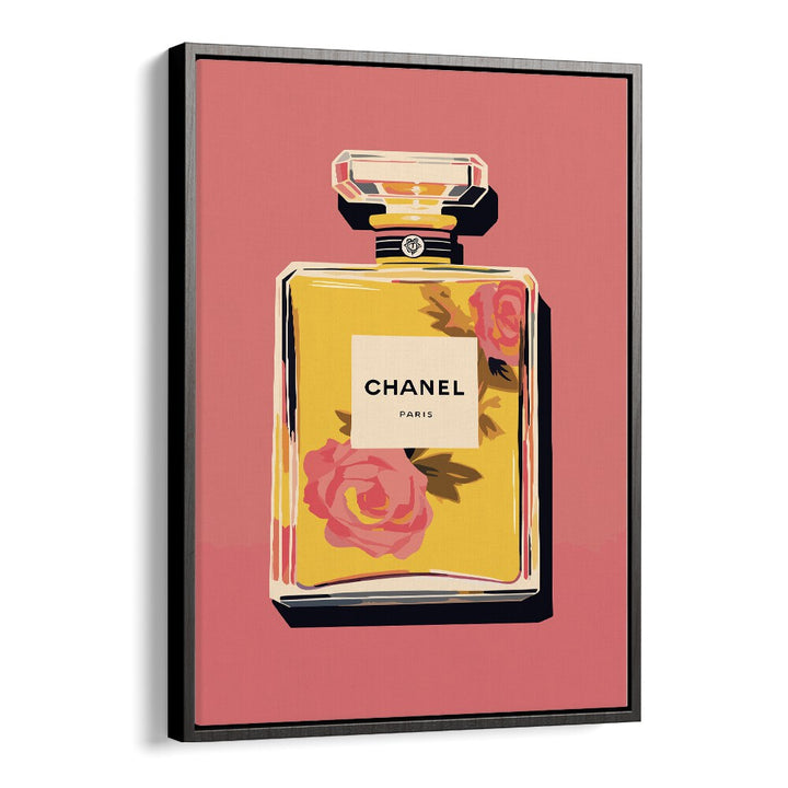Elegance In A Bottle Fashion Art Artwork in Black Floater Frame