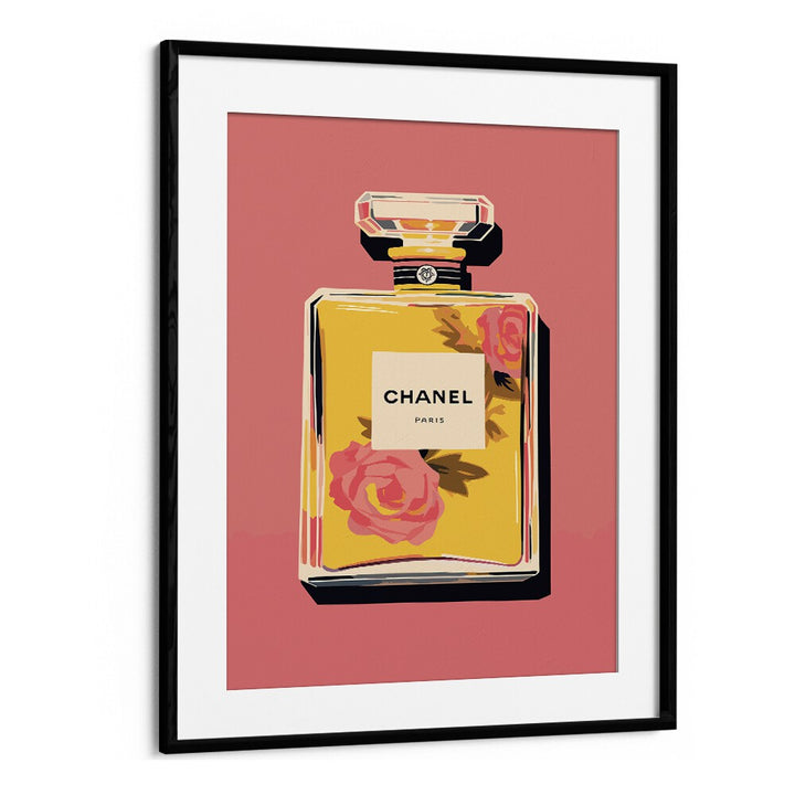 Elegance In A Bottle Fashion Art Artwork in Black Frame With Mount