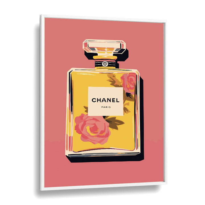 Elegance In A Bottle Fashion art Artwork in White Plain Frame