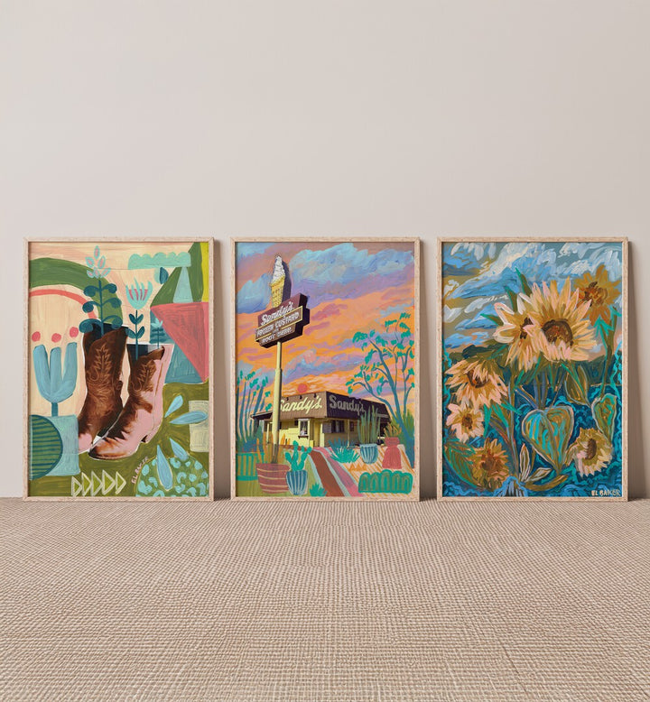 Vibrant BOHEMIAN WESTERN ESCAPE GALLERY WALL showcases nature-inspired art, perfect for stylish gallery walls.