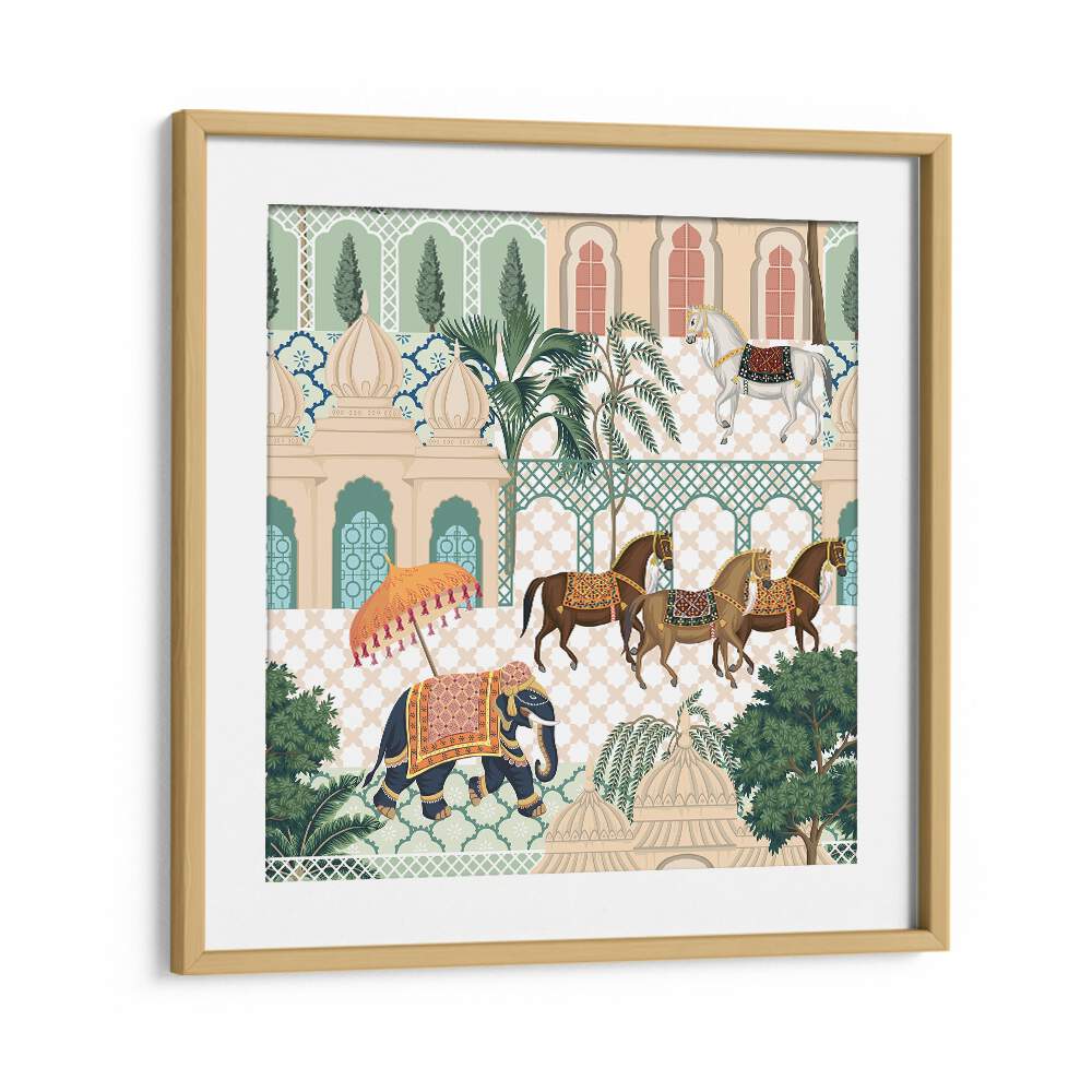 Elegant ELEPHANT AND HORSE PARADE, INDIAN ART PAINTINGS showcasing vibrant culture and royal heritage. Perfect for your decor.