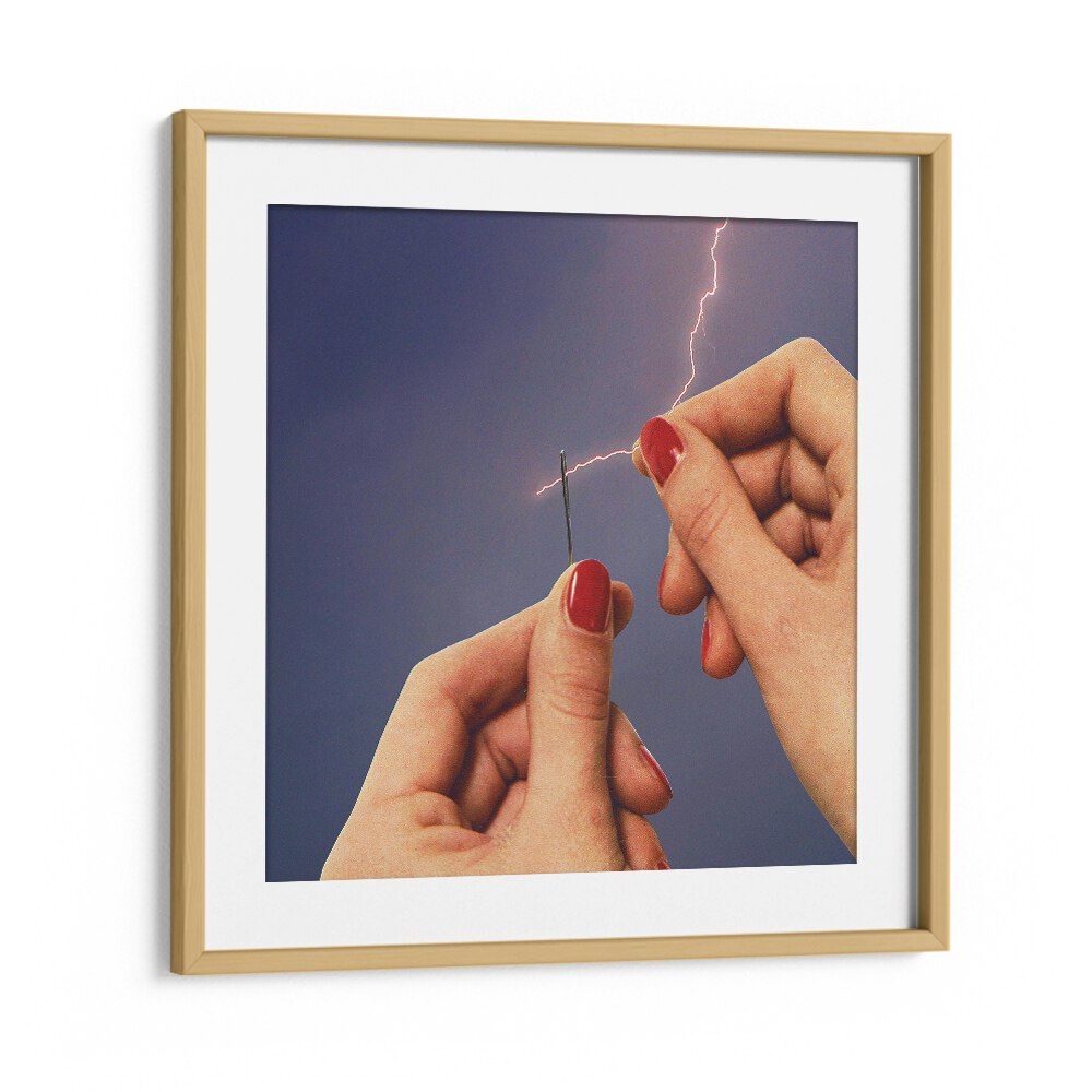 Elevate your space with ELYSIAN THREAD, SURREAL ART PRINTS by Vertigo Artography, framed in oak for a stunning finish.