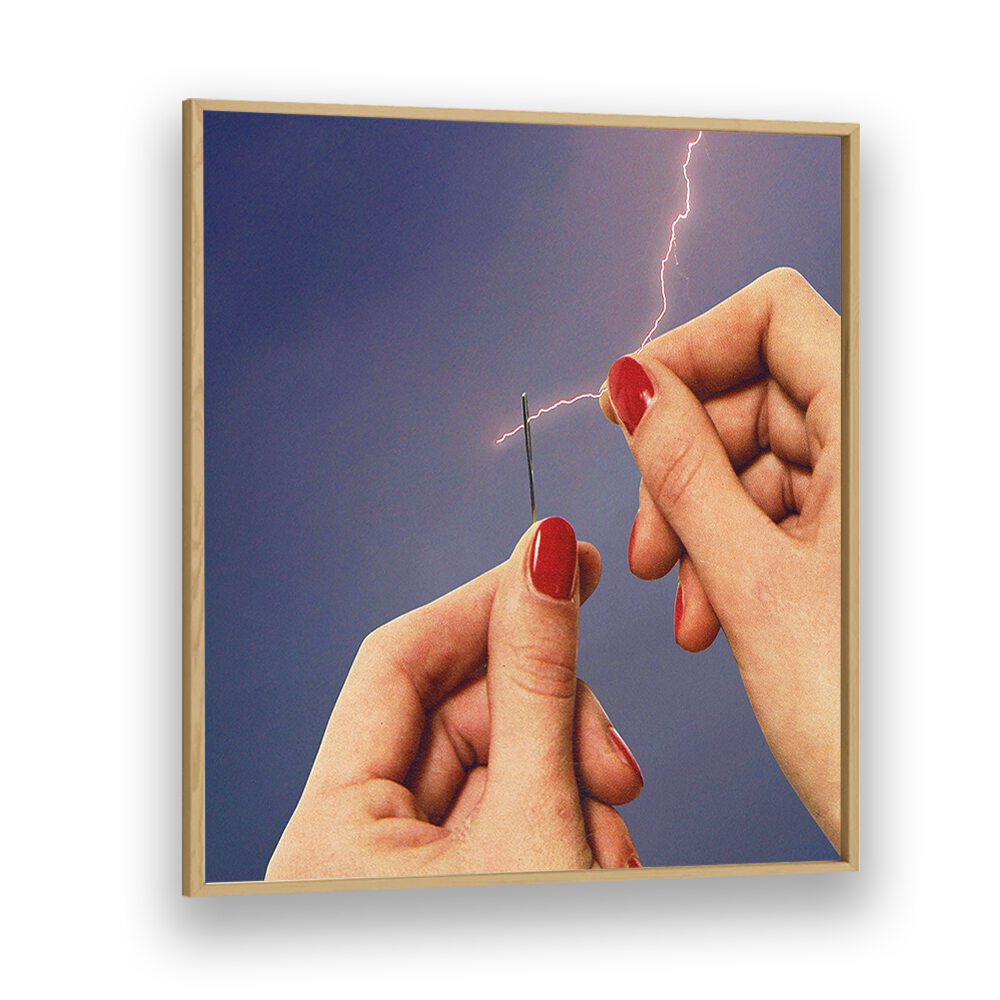 Captivating ELYSIAN THREAD, SURREAL ART PRINTS featuring hands and lightning, perfect for enhancing your space.