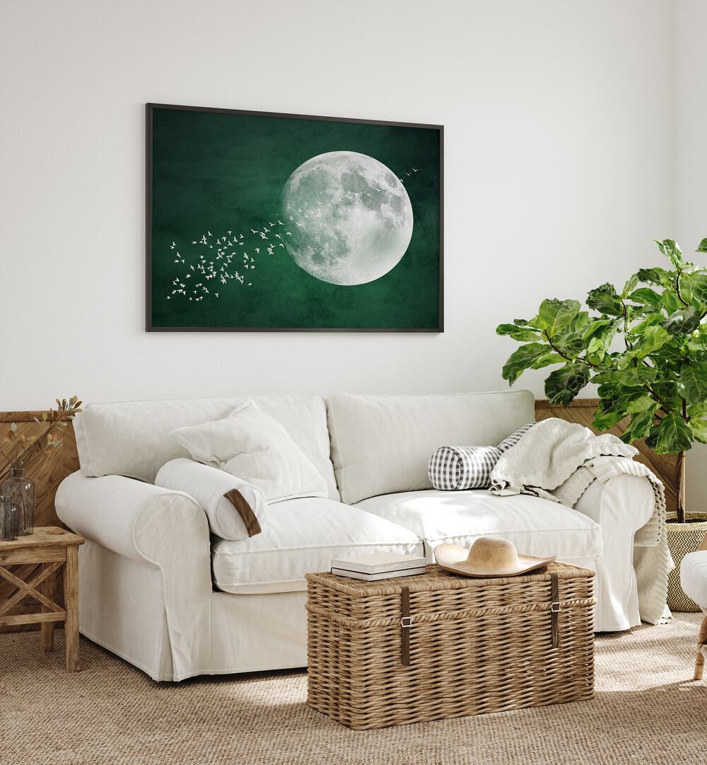 Elegant EMERALD MOON, LANDSCAPE PAINTINGS enrich your living space with celestial beauty and tranquil vibes.