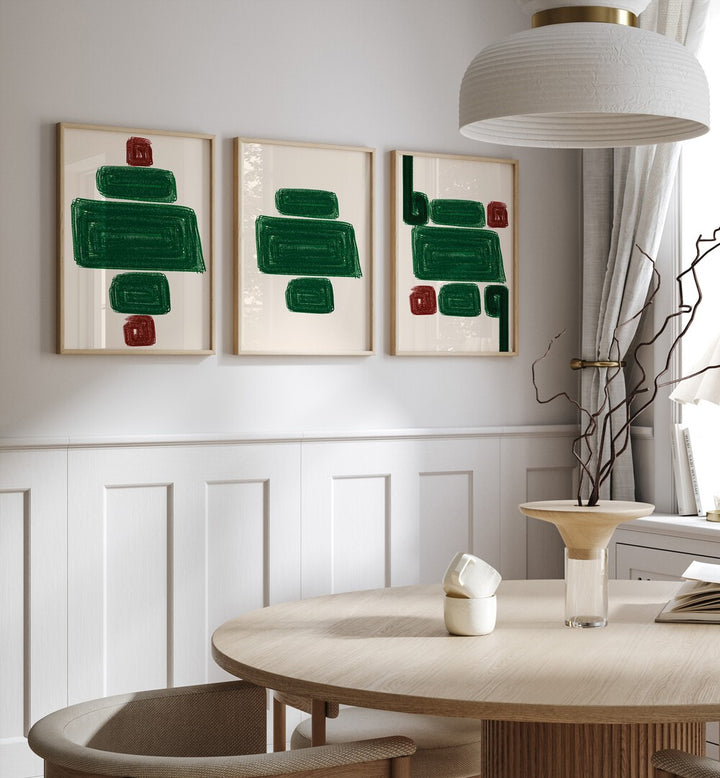 Stylish EMERALD SET, SET OF 3 PAINTINGS enhances your home with elegance and sophistication, perfect for any space.