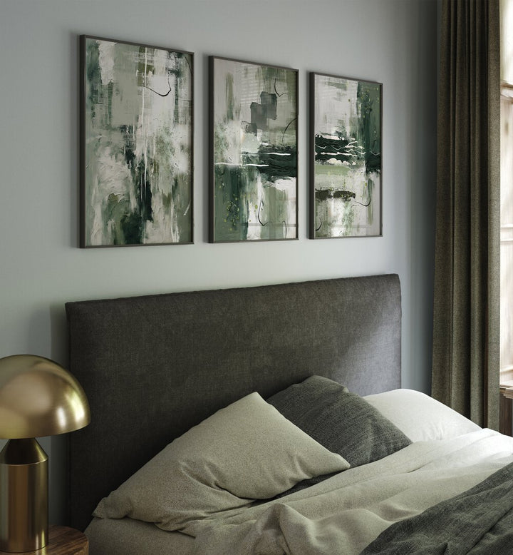 Elegant EMERALD GROVE SET, SET OF 3 PAINTINGS, enhances your space with serene, nature-inspired decor.