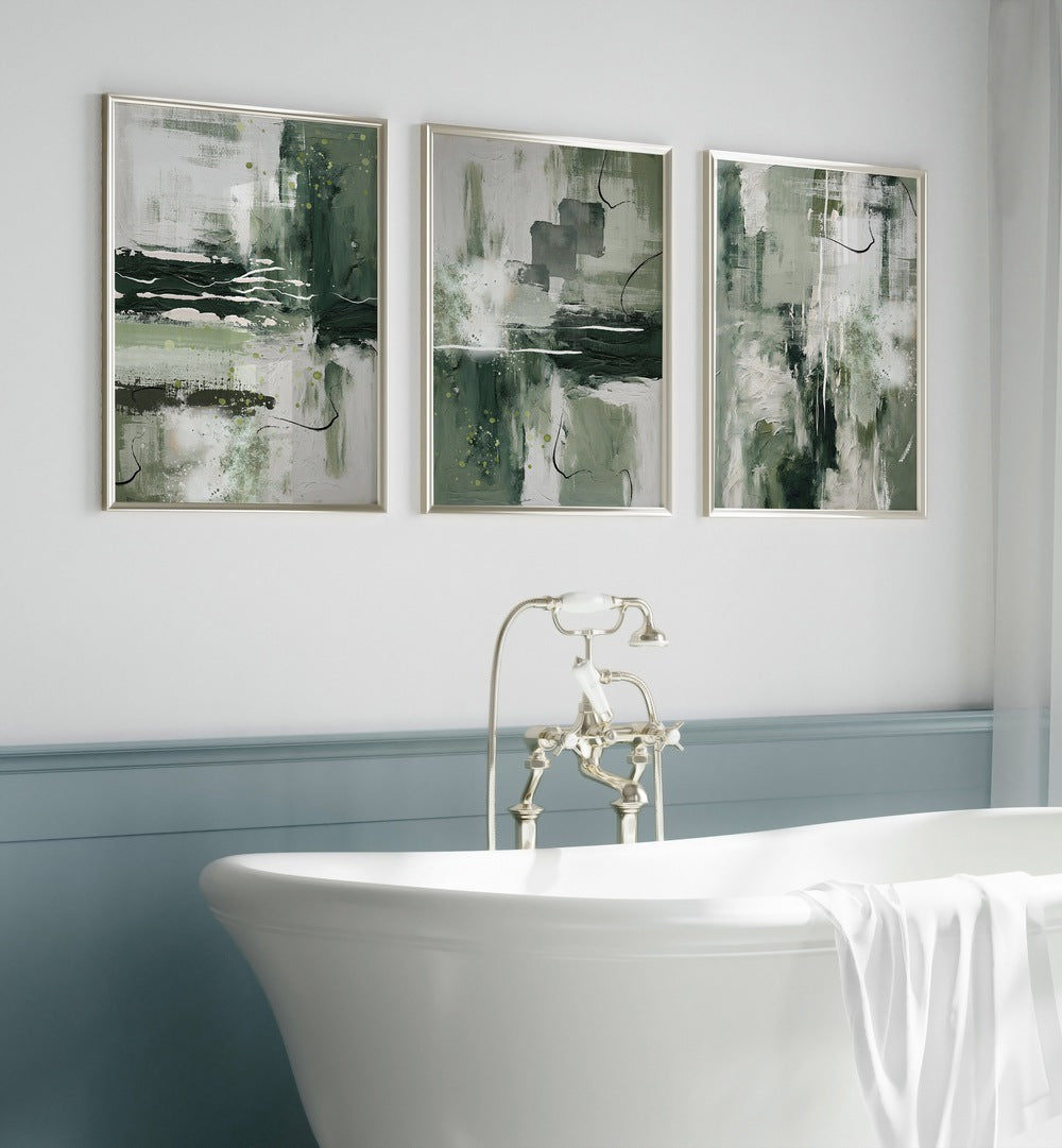 Transform your space with the EMERALD GROVE SET, SET OF 3 PAINTINGS, capturing nature’s tranquility beautifully.