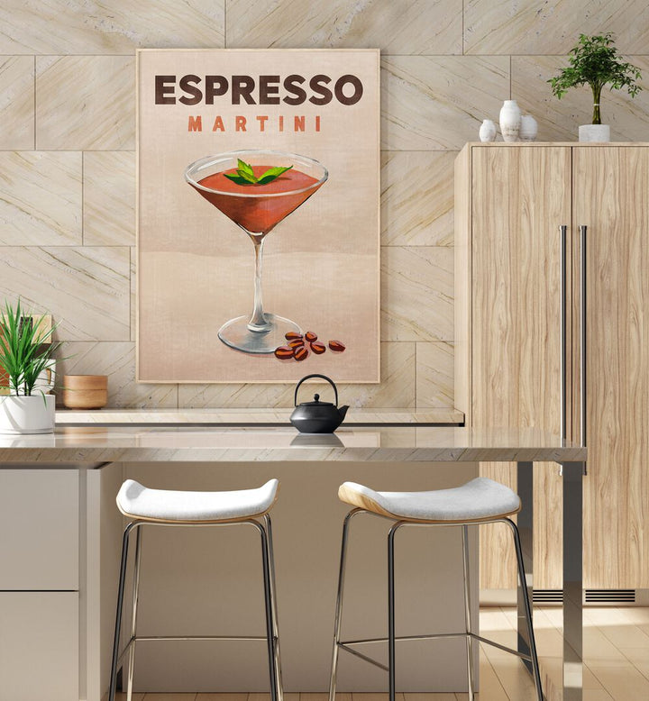 Stylish Espresso Martini, Bar decor transforming your space into a chic café atmosphere for nightlife lovers.