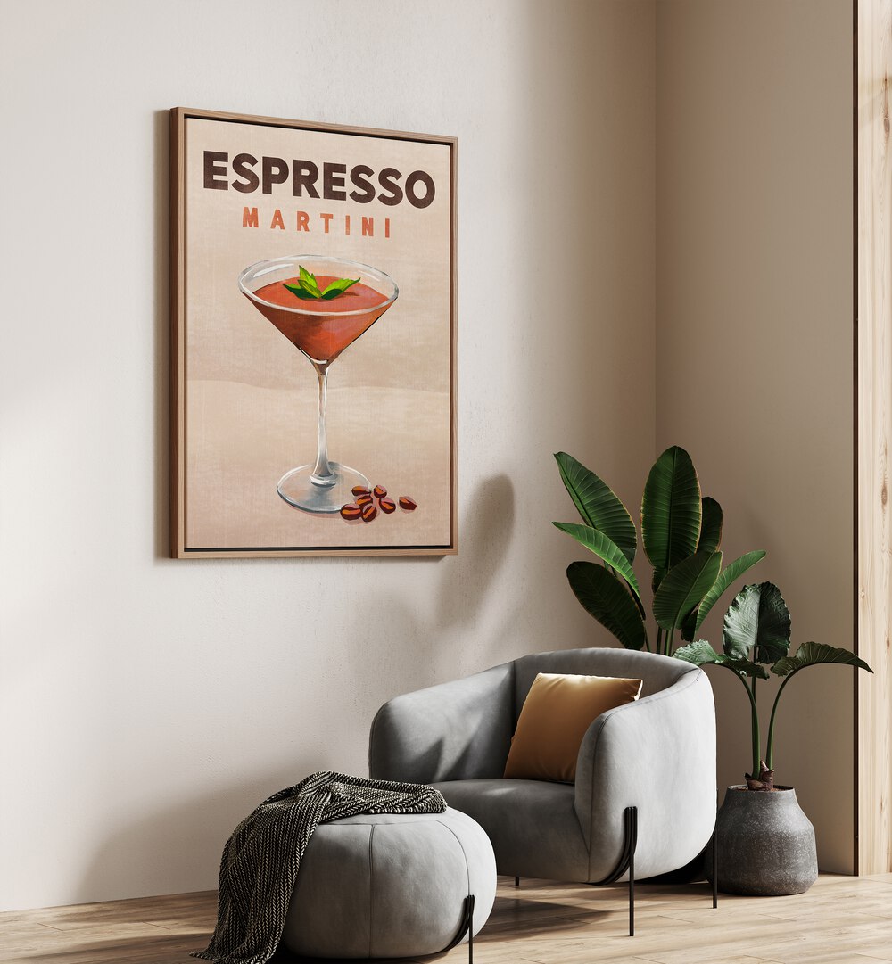 Chic Espresso Martini, bar decor art print enhancing your space with sophisticated nightlife vibes.