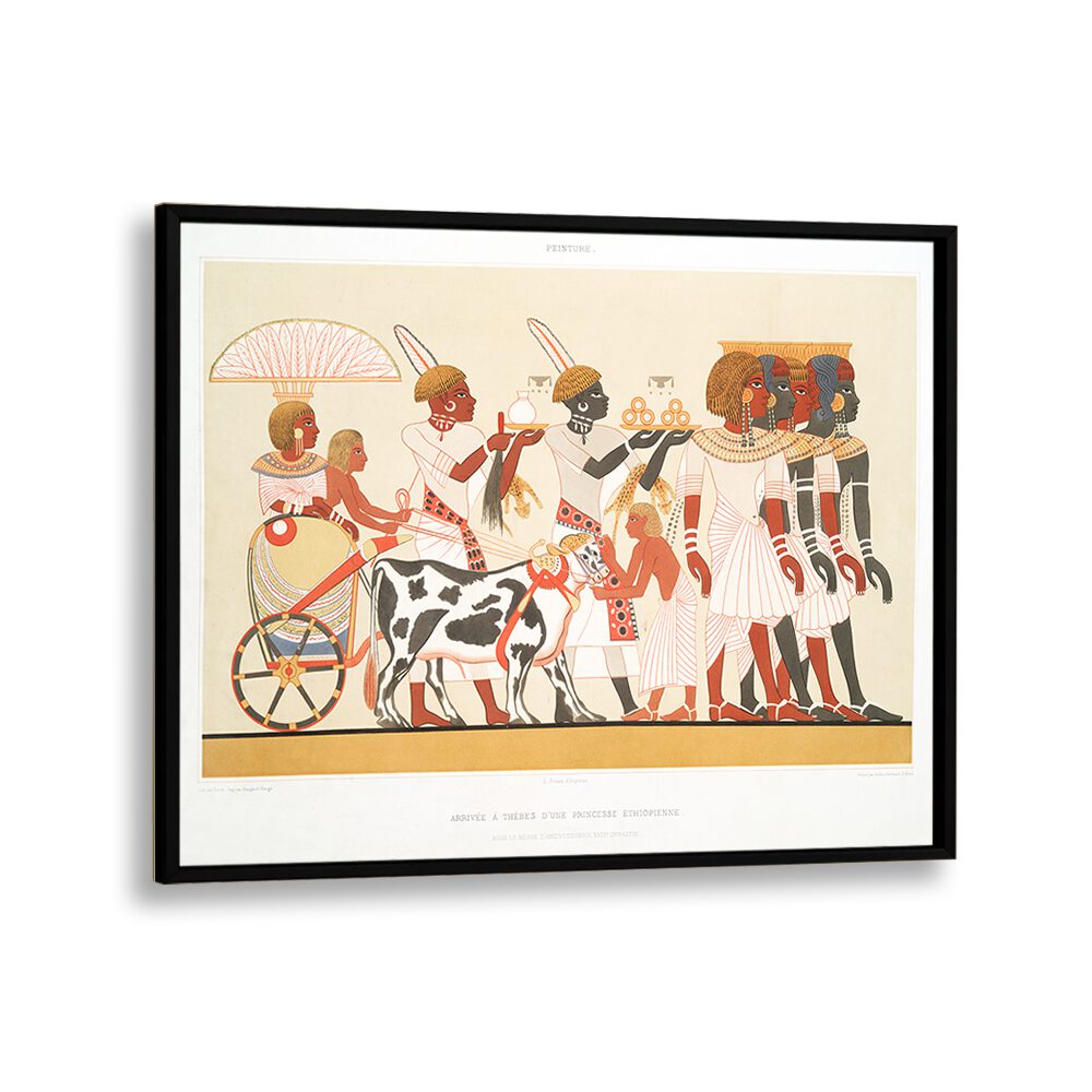 Ethiopian Princess Arrival in Thebes, a captivating Egyptian art painting showcasing cultural elegance.