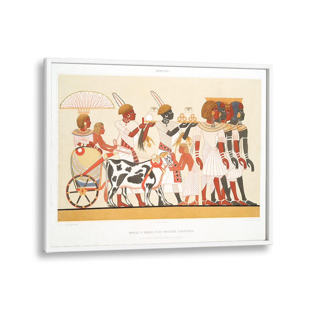 Ethiopian Princess Arrival in Thebes, Egyptian art paintings showcasing cultural elegance and historical grandeur.