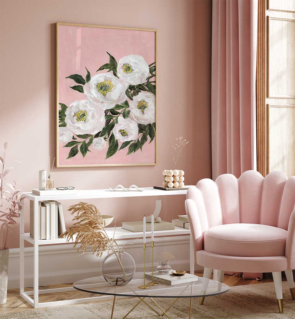 EVADNE PEONIES IN PINK , FLORAL FLOWER PAINTINGS