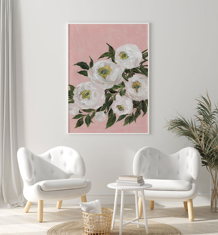 EVADNE PEONIES IN PINK , FLORAL FLOWER PAINTINGS