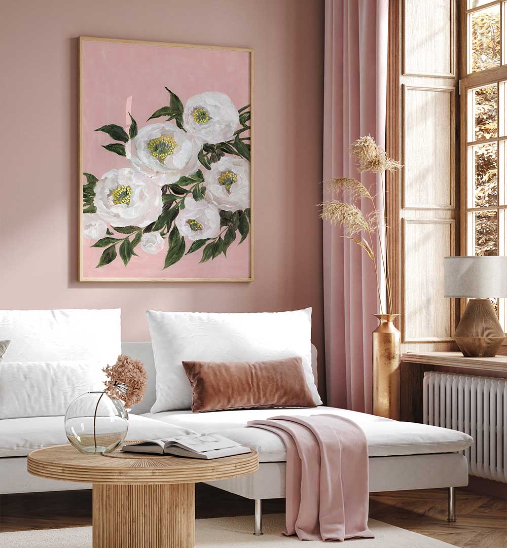 EVADNE PEONIES IN PINK , FLORAL FLOWER PAINTINGS
