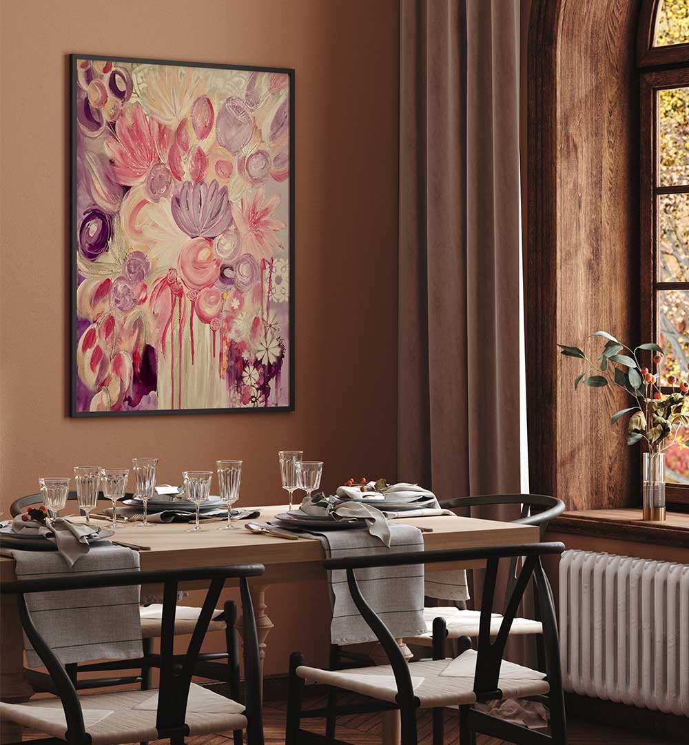 Brighten your space with EVERLASTING LOVE, FLORAL FLOWER PAINTINGS showcasing vibrant abstract floral designs.