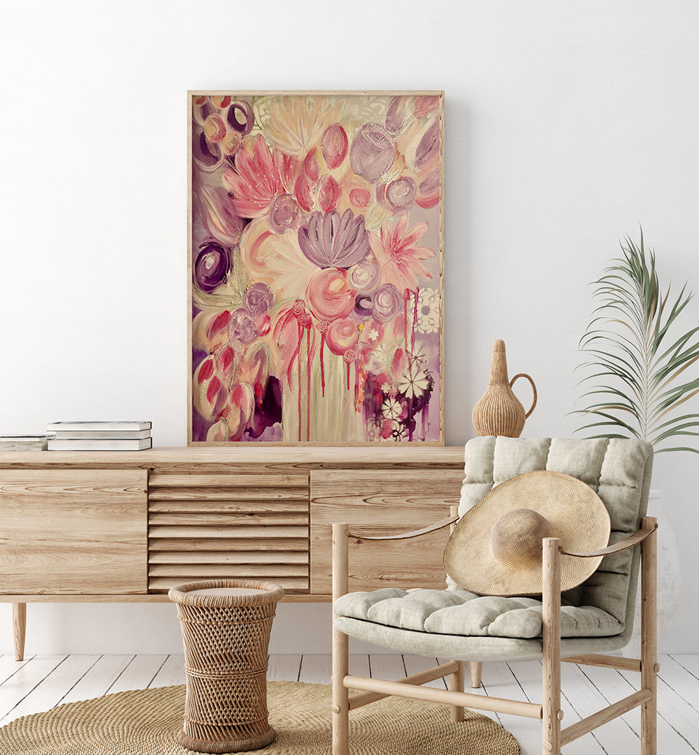 Bright and colorful EVERLASTING LOVE, FLORAL FLOWER PAINTINGS enhance any space with vibrant floral artistry.