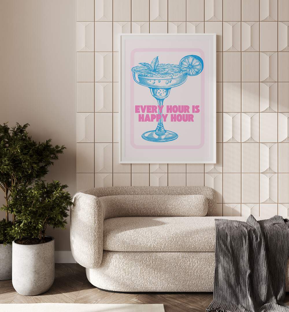 Every Hour Is Happy Hour Art Artwork in Gallery Wrap Artwork Placed on a wall In A Living Room