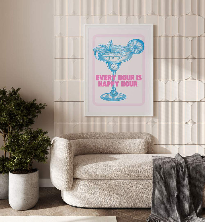 Every Hour Is Happy Hour Art Artwork in Gallery Wrap Artwork Placed on a wall In A Living Room