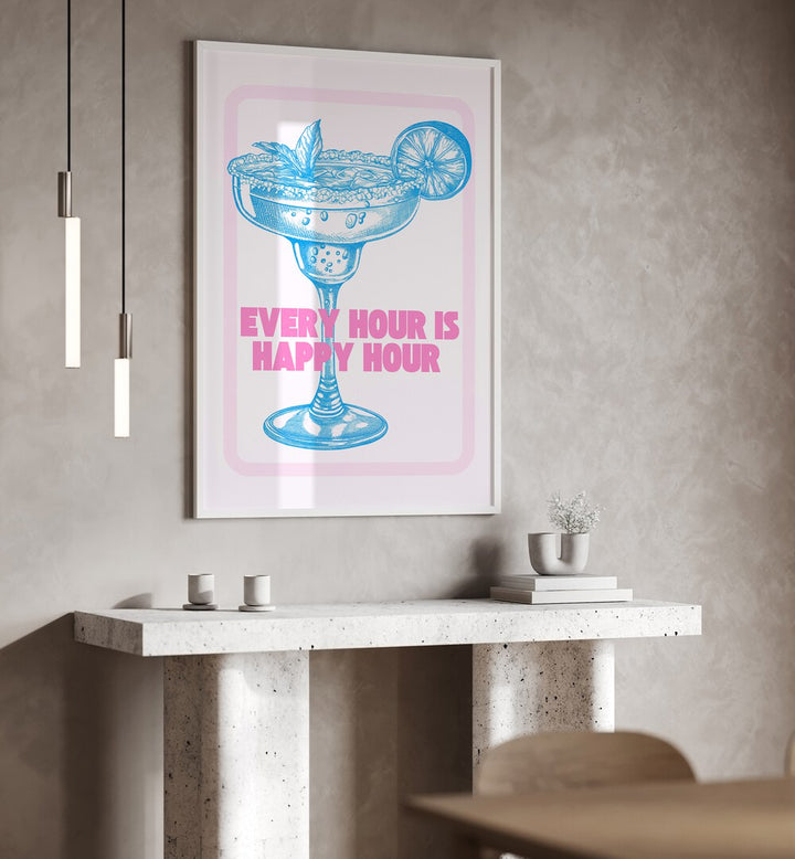 Every Hour Is Happy Hour Art Artwork in Gallery Wrap Artwork Placed on a wall In A Living Room