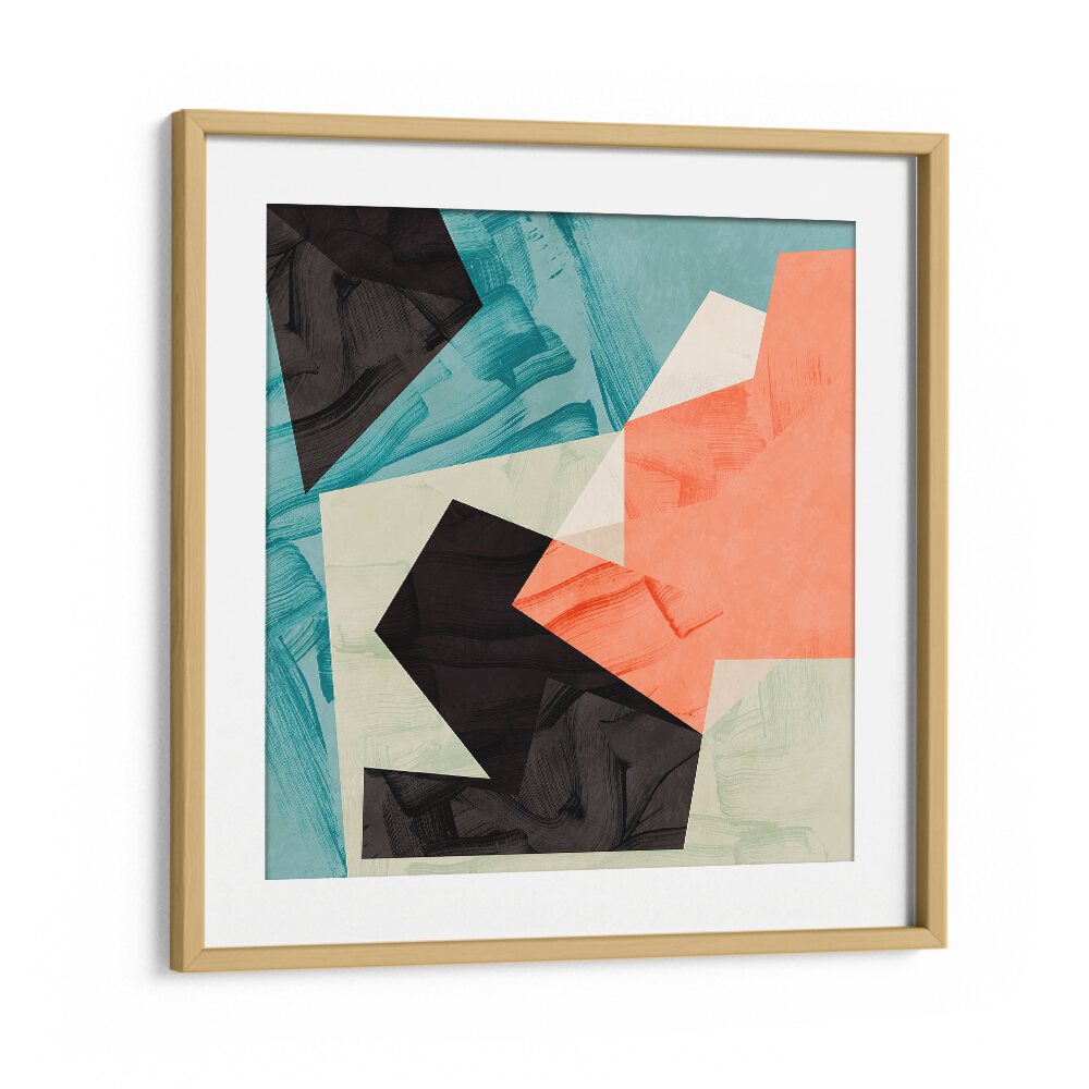 Colorful ECKEN IV, ABSTRACT PAINTINGS by Ana Rut Bre in an oak frame, perfect for elevating your art collection.
