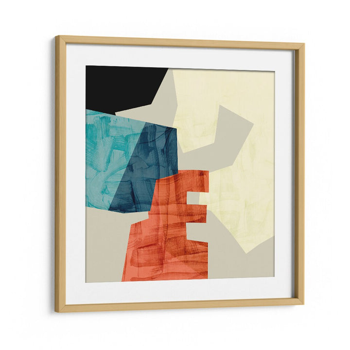 ECKEN KOPIE V, ABSTRACT PAINTINGS in oak frame showcases vibrant colors and modern aesthetics by Ana Rut Bre.