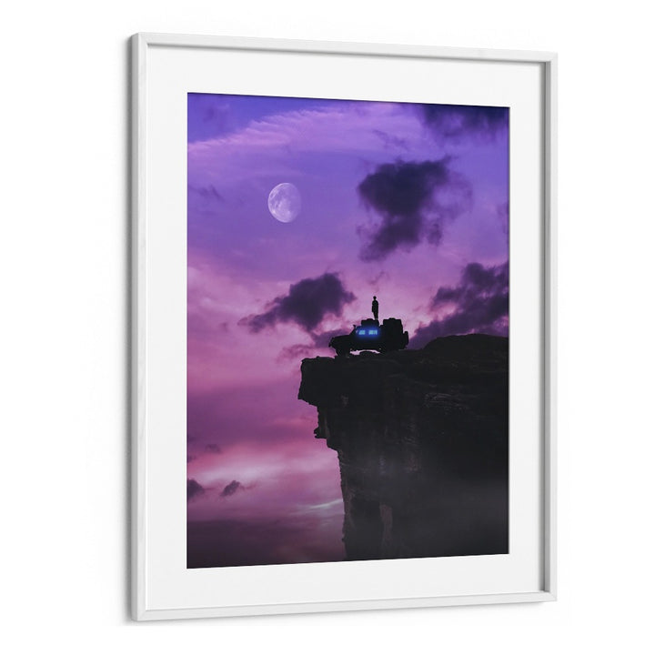 Surreal art print "EDGE OF THE EARTH" by Ritvik Takkar, featuring a mystical landscape in vibrant colors.
