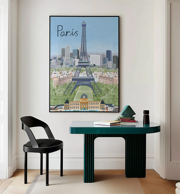 Transform your space with the EIFFEL TOWER WITH PARIS CITY, TRAVEL POSTERS by Carla Daly, showcasing Paris's beauty.